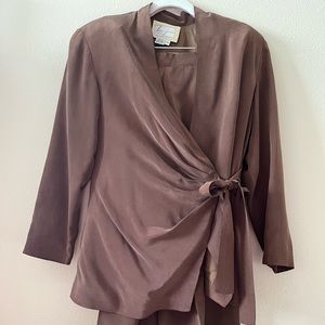 Vintage 100% Silk Two Piece Suit size 10